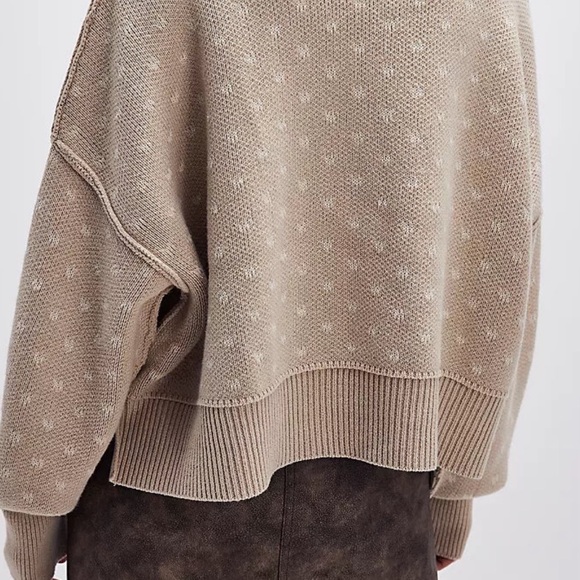 Free People Beige Textured Crew Neck Sweater - Picture 4 of 7